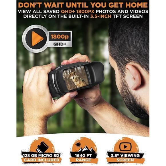 Night Vision Goggles - Digital Military Binocular w/Infrared Lens, 128GB, Black - Picture 6 of 6